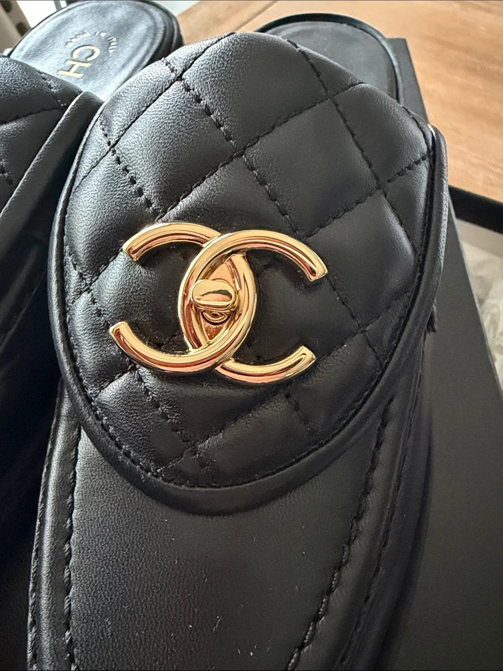 Chanel Black Lambskin  Mules - Size 37
